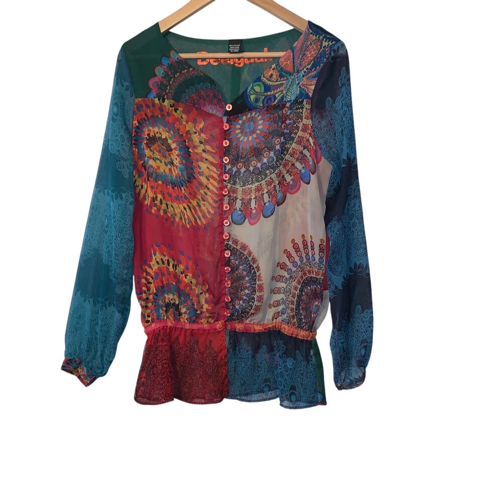Desigual Sheer Flowy Top sz S/P